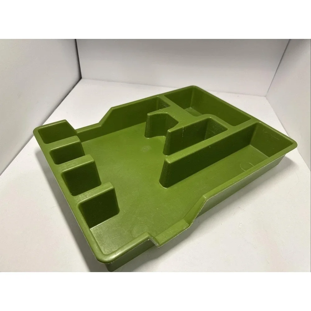 VTG Avocado Green MCM Silverware Utensil Tray Drawer Organizer 70s